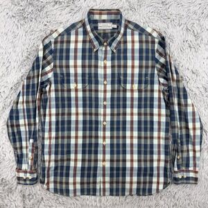 GUIDEBOAT CO Shirt Men's XL Indigo Bleeder Madras Plaid‎ Long Sleeve Button Down